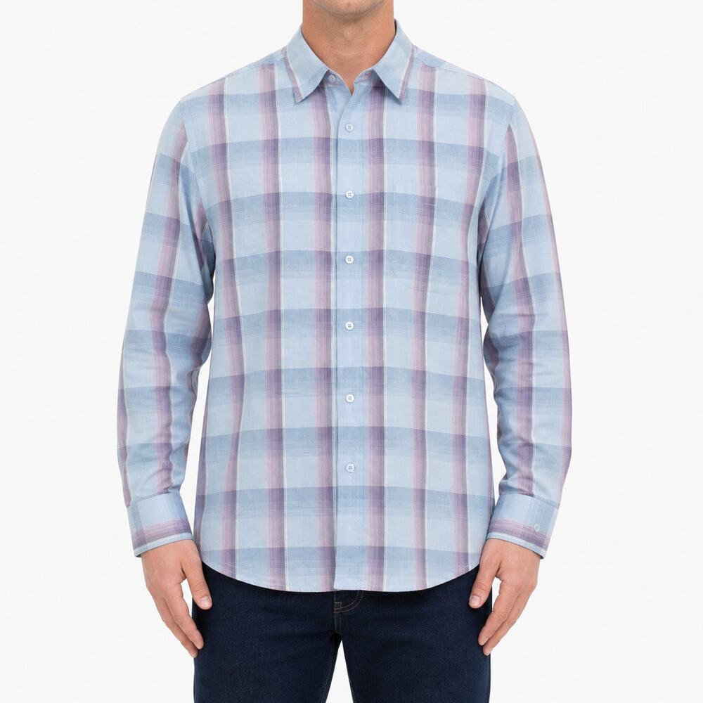Tommy Bahama Shirt Mens Medium Blue Purple Plaid Super Soft Button-Up